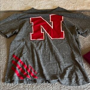 adidas Gray and Red Short Sleeve Tee